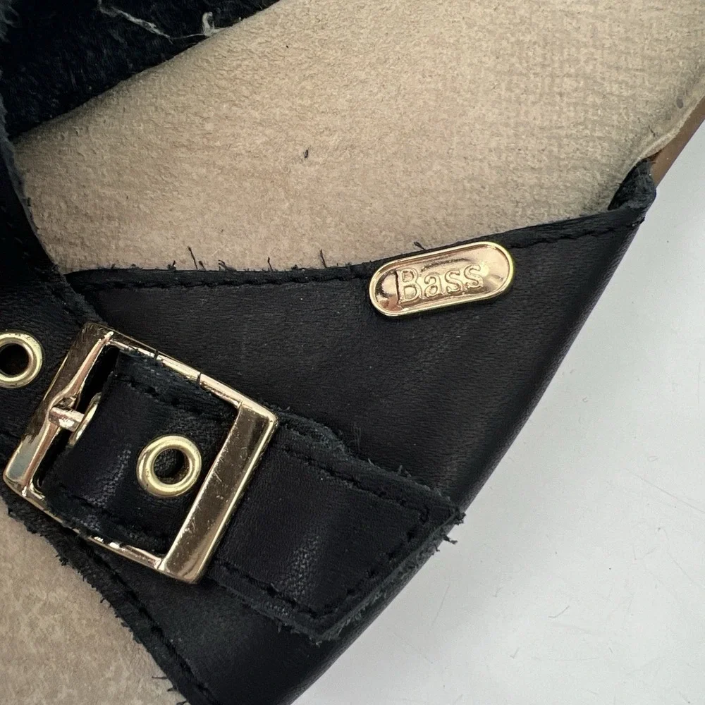 Vintage GH Bass Sunjuns Sandals Women Size 9 Black Classic Leather Comfort